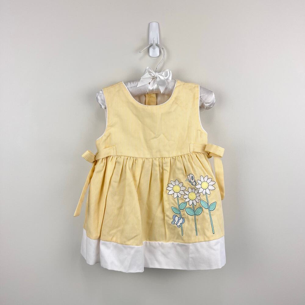 Vintage Samara Yellow Striped Flower Butterfly Dress 2T